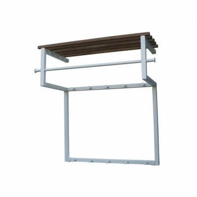 SPINDER DESIGN Rizzoli entréarrangemang, med 10 krokar, hängstång och trähylla - vitt stål och trä