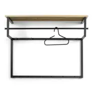 SPINDER DESIGN Rizzoli XL hatthylla, m. 10 krokar och 1 hängstång - naturlig ek och svart stål