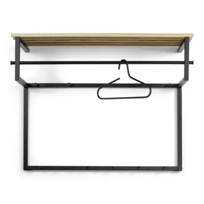 SPINDER DESIGN Rizzoli XL hatthylla, m. 10 krokar och 1 hängstång - naturlig ek och svart stål