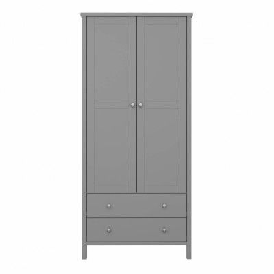 STEENS Tromsö garderob, m. 2 luckor, 1 hylla, 2 lådor, 1 hängstång - dammig grå MDF