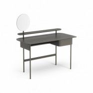 Swedese Luna skrivbord med låda, hylla och spegel Ek orkangrå