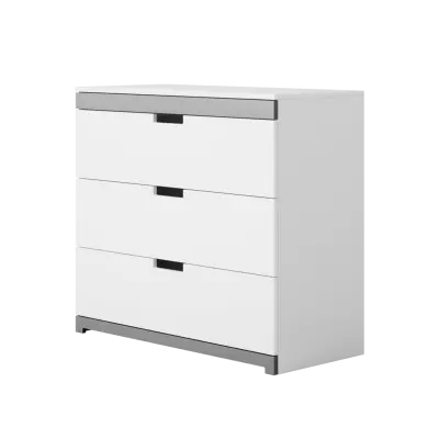 Tomi barnbyrå, med 3 lådor - vit laminat