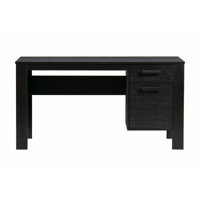 TRÄ Dennis skrivbord, w. 1 dörr, 1 hylla och 1 låda - svart furu