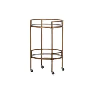 WOOOD EXCLUSIVE Zora rullbord, w. 1 hylla - klart glas och antik m&auml;ssingsmetall