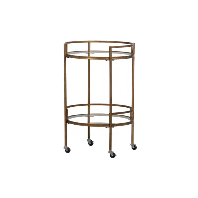 WOOOD EXCLUSIVE Zora rullbord, w. 1 hylla - klart glas och antik mässingsmetall