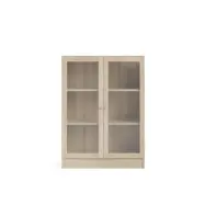 TVILUM Basic Bokhylla - Klar / Naturligt Glas / Ekstomme, med 2 Luckor och 2 Hyllor