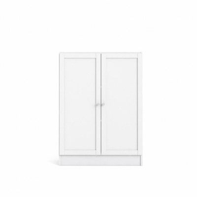 TVILUM Basic Bokhylla - Vit, med 2 Luckor och 2 Hyllor