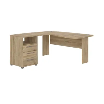 TVILUM Prima hörnskrivbord med lådsektion - ekstruktur trä (150,4x159)