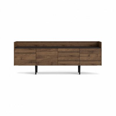 TVILUM Unit Stor Skänk - Valnöt / Svart / Naturfärgad Träkomposit, 1 Hylla