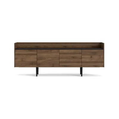 TVILUM Unit Stor Skänk - Valnöt / Svart / Naturfärgad Träkomposit, 1 Hylla