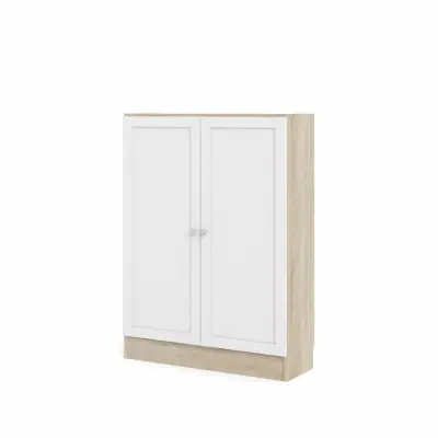 TWILUM Basic bokhylla, w. 2 dörrar - vit och ekfärgad folie