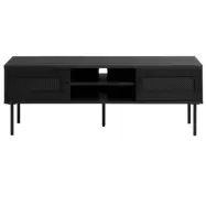 UNIKA MÖBLER Pensacola TV-bord, w. 2 dörrar och 1 hylla - svart polyrattan och svart melamin (120x40)