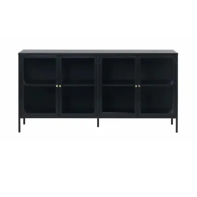 UNIQUE FURNITURE Carmel Skänk, med 4 Luckor och 1 Hylla - Glas och Svart Metall