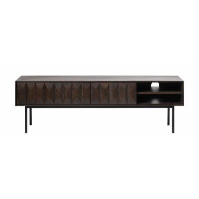 UNIQUE FURNITURE Latina TV-bord, med 1 Hylla och 2 Lådor - Espresso Ek och Svart Metall (160 x 41 cm)