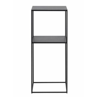 UNIQUE FURNITURE Pebble Pedestalbord, med Hylla - Svart Metall (35 x 35 cm)