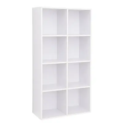 VASAGLE 8-kubars bokhylla, bokhylla och displayhylla i trä, fristående skåpenhet för kontor, vardagsrum, sovrum, vit LBC24WT