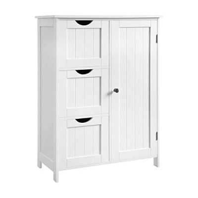 VASAGLE Badrumsförvaringsskåp, golvskåp med 3 stora lådor och 1 justerbar hylla, 60 x 30 x 81 cm, vit BBC49WT