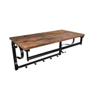 VASAGLE hatthylla, m. 5 krokar och 1 hängstång - brun spånskiva och svart stål