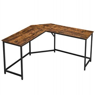 VASAGLE hörnskrivbord - rustik brun spånskiva och svart stål (149x149)