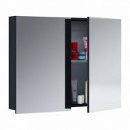 VCM NORDIC 1 spegelskåp väggskåp, med 2 dörrar och 1 hylla - spegelglas och svart melamin