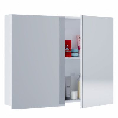 VCM NORDIC 1 spegelskåp väggskåp, med 2 dörrar och 1 hylla - spegelglas och vit melamin