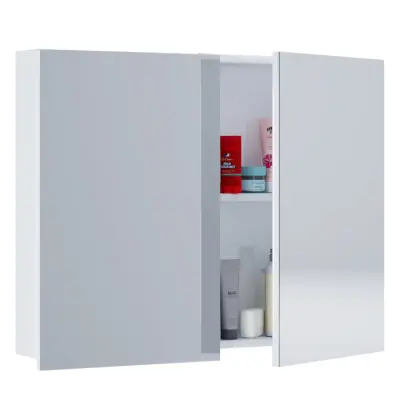 VCM NORDIC 1 spegelskåp väggskåp, med 2 dörrar och 1 hylla - spegelglas och vit melamin