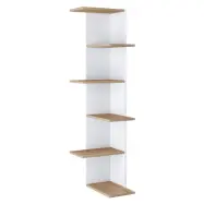 VCM NORDIC Balos XL hörnvägghylla - vit/naturträ