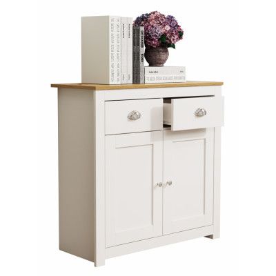 VCM NORDIC Balusa L byrå, m. 2 luckor, 2 lådor och 1 hylla - vit/naturträ