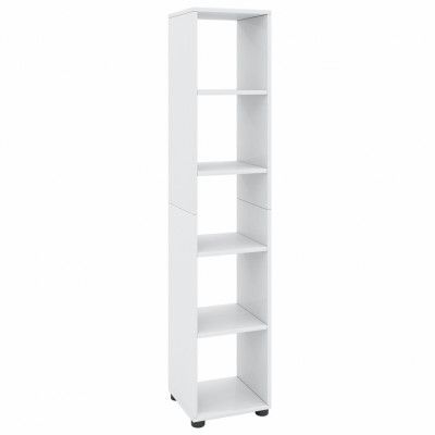 VCM NORDIC Benas-5 bokhylla, med 4 hyllor - vitt trä