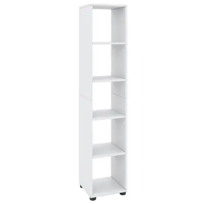 VCM NORDIC Benas-5 bokhylla, med 4 hyllor - vitt trä