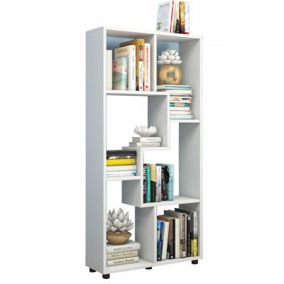 VCM NORDIC Blina bokhylla, med 6 fack - vitt trä