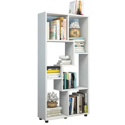 VCM NORDIC Blina bokhylla, med 6 fack - vitt trä