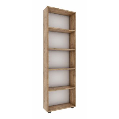 VCM NORDIC Bulas 5-rums bokhylla, m. 4 hyllor - vitt och naturligt trä