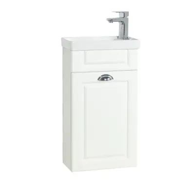 VCM NORDIC Casalo M 2-delat gästtvättställ, med handfat, 1 dörr, 1 hylla - keramik och vitt trä