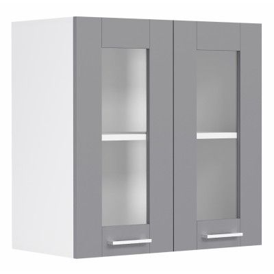 VCM NORDIC Colura köksväggskåp, m. 2 glasdörrar, 1 hylla - antracitgrå/vit trä (B:80)