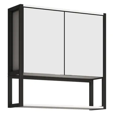 VCM NORDIC Edino badrumsskåp, m. spegel, 2 dörrar, 1 hylla - vitt trä