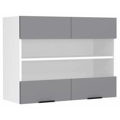 VCM NORDIC Fasola köksväggskåp, m. 2 glasdörrar och 1 hylla - antracitgrå/vit trä (B:80)