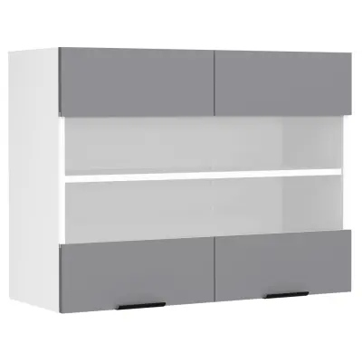 VCM NORDIC Fasola köksväggskåp, m. 2 glasdörrar och 1 hylla - antracitgrå/vit trä (B:80)