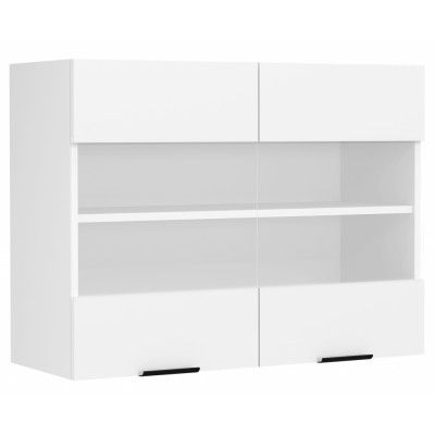 VCM NORDIC Fasola köksväggskåp, m. 2 glasdörrar och 1 hylla - vitt trä (B:80)