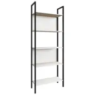 VCM NORDIC Flakos 5-fack bokhylla, med 5 hyllor - vitt trä och metall