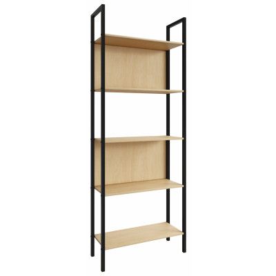 VCM NORDIC Flakos 5-fackshylla, m. 5 hyllor - naturligt trä och metall