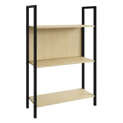 VCM NORDIC Flakos kontorshylla, m. 3 hyllor - naturligt trä och metall