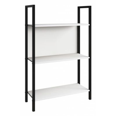 VCM NORDIC Flakos kontorshylla, m. 3 hyllor - vitt trä och metall