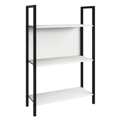 VCM NORDIC Flakos kontorshylla, m. 3 hyllor - vitt trä och metall