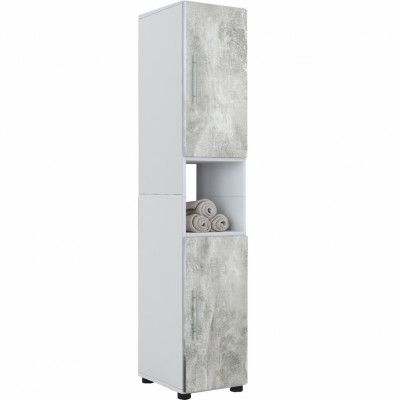 VCM NORDIC Flandu högskåp, med 2 luckor och 1 hylla - grå melamin