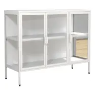 VCM NORDIC Floka L vitrinskåp, m. 3 dörrar och 1 hylla - glas och vitt stål