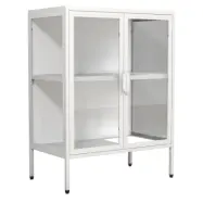 VCM NORDIC Floka S vitrinskåp, med 2 dörrar och 1 hylla - glas och vitt stål