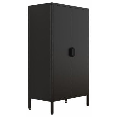 VCM NORDIC Flokas M skåp, med 2 luckor och 1 hylla - svart stål