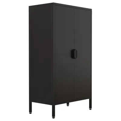 VCM NORDIC Flokas M skåp, med 2 luckor och 1 hylla - svart stål