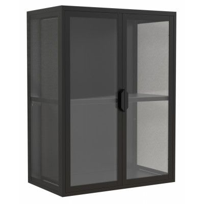 VCM NORDIC Flokas M väggskåp, w. 2 dörrar och 1 hylla - glas och svart stål